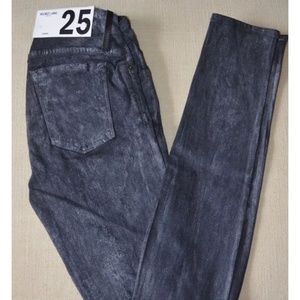 NWT HELMUT LANG Black Gray Paint Effect Skinny Jeans Leggings Size 25